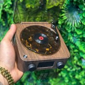 تصویر گرامافون موزیکال اسپیکردار طرح چوب 