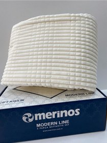 تصویر ست دو تکه پتو مدرن - رنگ استخوانی برند merinos Modern Line 2 Piece Blanket Set - Bone