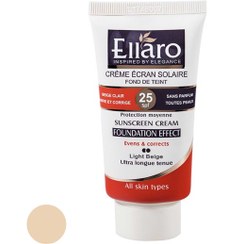 تصویر کرم ضد آفتاب کرم پودری انواع پوست SPF 25 الارو اصل فرانسه پژ روشن . تاریخ 2025/06 Ellaro Foundation Sunscreen Cream SPF25 LIGHT BEHG