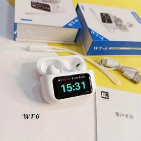 تصویر ایرپاد هوشمند با نمایشگر لمسی مدل WT-6 WT-6 Smart Airpods with Display