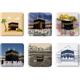 تصویر مگنت مربعی خندالو طرح مکه و مدینه 