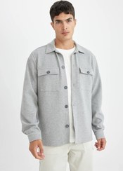 تصویر پیراهن آستین بلند ساده خاکستری با برش معمولی یقه پولو D3381ax24au 