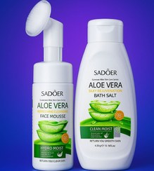 تصویر نمک بدن آلوورا سادور همراه با فوم شستشوی صورت براش دار آلوئه ورا 
