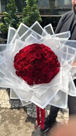 تصویر دسته گل رز ۱۰۰شاخه هلندی 