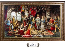 تصویر تابلو فرش دستباف تاجگذاری حضرت سلیمان و ملکه صبا – کد TF2106 