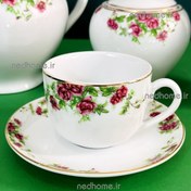 تصویر فنجان و نعلبکی تک چینی زرین طرح بیدگل فله ای – درجه یک 