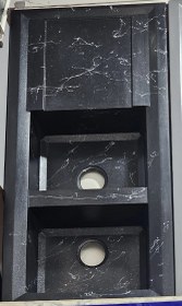 تصویر سینک ظرفشویی گرانیتی روکار سراکو سایز ۱۲۰*۶۰ مشکی رگه سفید 