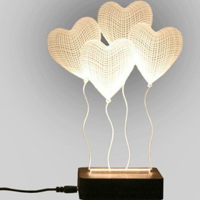 تصویر آباژور سه بعدی طرح بادکنک قلبی 