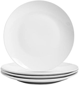 تصویر Yummost Porcelain Dinner Plates Set - 10.5inch Ceramic Dinnerware Dishes Set, Round Shape, 4pcs, White, Microwave Safe 