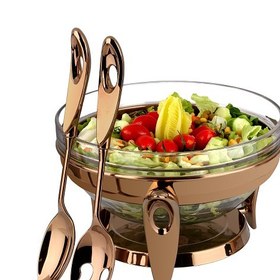 تصویر سوفله سالاد خوری تک استیل مدل لوپ (رزگلد) TakSteel Salad Bowl Loop Model Soufle - RoseGold Steel