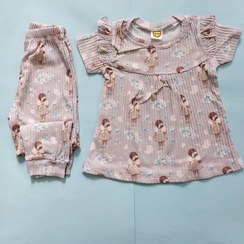 تصویر ست بلوز و شلوار ریلی دخترانه آستین کوتاه فرشته 