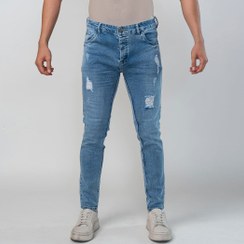 تصویر شلوار جین اسکینی مردانه کد 11402021 رنگ آبی روشن 