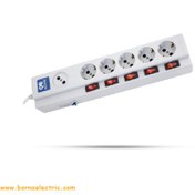 تصویر چند راهی فیوزدار پارت الکتریک ۱+۵ با کابل ۸ متر 