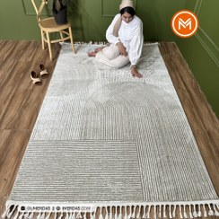 تصویر فرش ماشینی ۴۰۰ شانه زمینه کرم بژ کد ۴۱۳۴۶ 