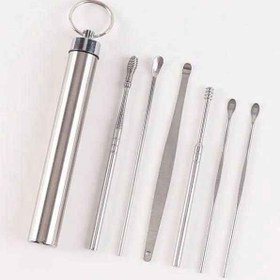 تصویر ست ابزار پاکسازی گوش ۶ تیکه استیل 