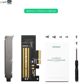 تصویر تبدیل M.2 NVME به PCI-E3.0X4 یوگرین مدل 70503-CM302 Ugreen M.2 NVME to PCI-E3.0X4 Express Card 70503-CM302