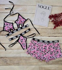 تصویر شورت کاپلی زن و مرد زنانه نیمتنه و شورت لامبادا مردانه شورت پادار جنس نخی طرح هلو کیتی 