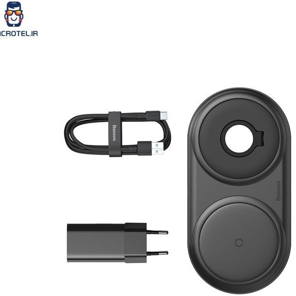 خرید و قیمت شارژر وایرلس دوتایی گوشی و اپل واچ بیسوس Baseus BS