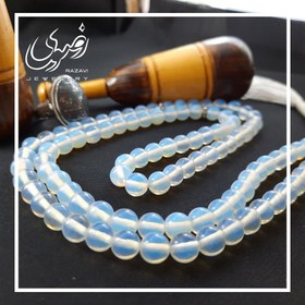تصویر تسبیح سنگ طبیعی 101 دانه اوپال 