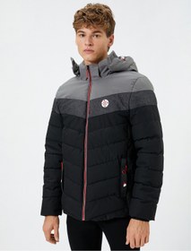 تصویر کاپشن مردانه مشکی Koton | 4WAM20039HW اورجینال 