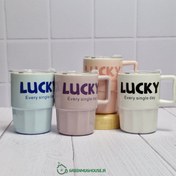 تصویر ماگ اسموتی سرامیکی درب دار دو حالته طرح LUCKY 