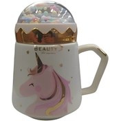 تصویر ماگ مدل درب حبابی طرح اسب شاخ دار 