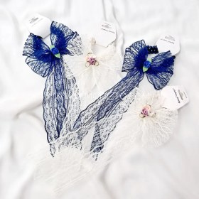 تصویر کش مو مرواریدی دانتل پاپیونی 