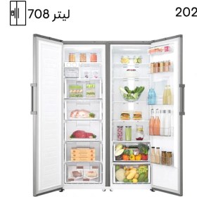 تصویر یخچال فریزر دوقلو ال جی مدل F411-B414 ظرفیت ۴۰ فوت رنگ سفید و نقره ای 