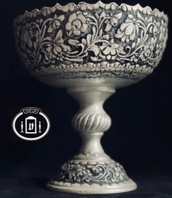 تصویر جام آجیل خوری نقره قلم گل برجسته سیاه قلم پتینه ممتاز عیار ۸۴ استاندارد ایران Silver bowl 84% purity