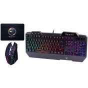 تصویر کیبورد و ماوس مخصوص بازی وریتی مدل V-KB6111GCW به همراه ماوس پد Verity V-KB6111GCW Gaming Keyboard Mouse