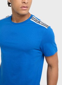 تصویر تی‌شرت یقه گرد با لوگوی لباس ساحلی برند Emporio Armani Beachwear Logo Crew Neck T-Shirt