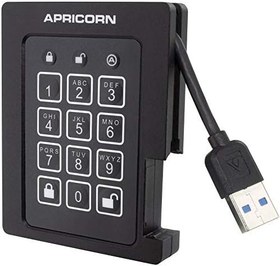 تصویر Apricorn Aegis Padlock 480 گیگابایتی SSD 256 بیتی، FIPS 140-2 سطح 2 معتبر درایو قابل حمل خارجی رمزگذاری شده USB 3.0 مقاوم 