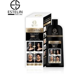 تصویر شامپو رنگ مشکی استلین حاوی روغن آرگان و کلاژن 400میل Estelin Collagen & Argan Oil Hair Color Shampoo 