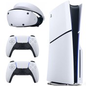 تصویر کنسول بازی سونی PS5 Slim استاندارد | به همراه دسته اضافه و هدست VR2 Playstation 5 Slim Drive + 1 extra controller + Headset VR2