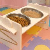 تصویر ظرف غذا و آب دوقلو نیناپت سایز ۴ با کاسه استیل و تنظیم ارتفاع 