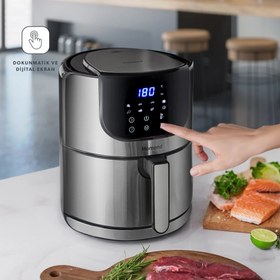 تصویر سرخکن بدون روغن Homend ترکیه مدل Airfryday 2502h Homend Airfryday 2502h 8 Farklı Program, Dokunmatik Ekran, 5l Airfryer