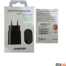 تصویر آداپتور شارژر سریع سامسونگ 25 وات 2 پین مدل EP-TA800XBEGWW SamsungEP TA800XBEGWW 25w