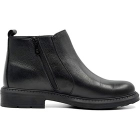 تصویر نیم بوت زنانه سگک‌دار چرم تبریز، زیپی مدل سوسو Classic Women's Boot, Black