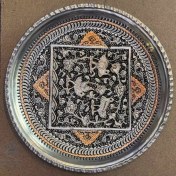 تصویر بشقاب قلمزنی مسی بیست و پنج سانتی 