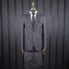 تصویر کت و شلوار طوسی چهارخانه ریز فاستونی 