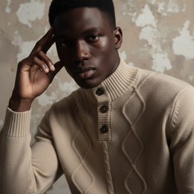 تصویر بافت کابل‌دار مردانه Milano - یقه ایستاده 