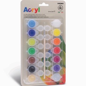 تصویر رنگ اکریلیک بلیستر14رنگ4/5میل+قلمو پریمو کد161TA14BL 