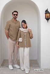 تصویر ست لباس زنانه و مردانه شانتون مشکی 