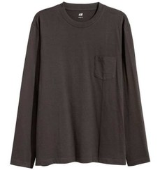 تصویر تی شرت مردانه آستین بلند نخی زغالی H&M 
