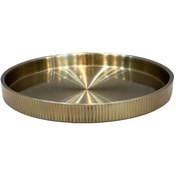 تصویر سینی گرد استیل دوجداره طلایی 