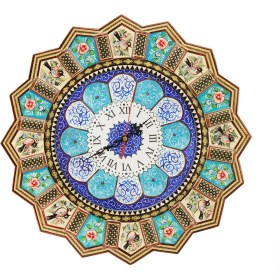تصویر ساعت خورشیدی ۲۵ صفحه مینا نقاشی گل و مرغ 