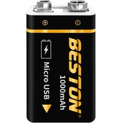 تصویر باتری شارژی کتابی بستون Beston 9VM-10CV 1000mAh li-ion 9v ا Beston li-io 9VM-10CV 9V rechargable battery 1000mAh Beston li-io 9VM-10CV 9V rechargable battery 1000mAh