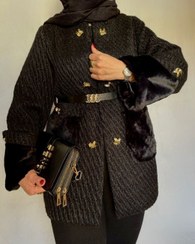 تصویر کت ترکیبی شنل و خز مدل دانژه 