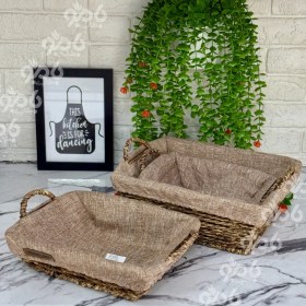 تصویر سبد نان سبزی مستطیل حصیری 