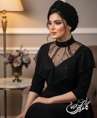 تصویر یقه حجاب توری کار شده مشکی 